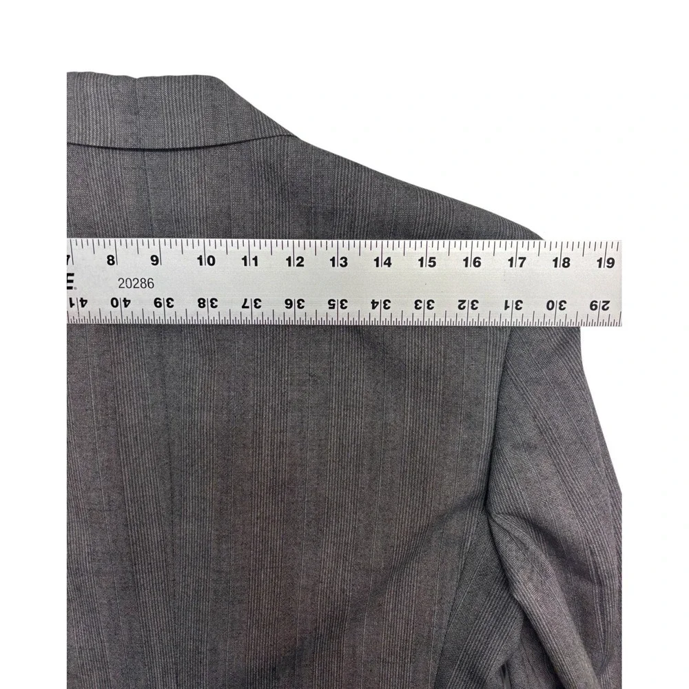 vtg 90s Perry Ellis 36S 29x28 Gray Plaid 2pc Pant Suit Wool Pleated Cuffed USA